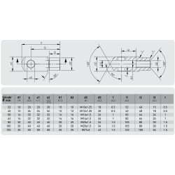 Mertsan Pnömatik M12x1.25 Çatal Bağlantı (Mil Ucu) - Galvaniz Kaplamalı, Klipsli - 5