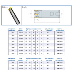 Mertsan Saplı Tarama Freze Kafası D016-2, 16X90 mm Takım Ölçüsü, (2 Adet APKT 0903 Kesici Uç kullanır) - 1 Adet - 6