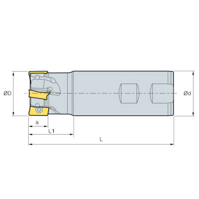 Mertsan Saplı Tarama Freze Kafası D025-3, 25X110 mm Takım Ölçüsü, (3 Adet APKT 0903 Kesici Uç kullanır) - 1 Adet - 4