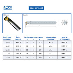 Mertsan Torna Delik Kateri SDCR 16 - 16X180 mm Takım Ölçüsü, 90° Derece, DCMT 11 Kesici Uç Kullanır. - 4