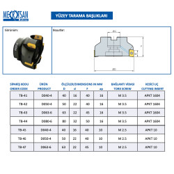 Mertsan Yüzey Tarama Başlığı D040-4 - 40X40 mm Takım Ölçüsü, 4 Adet APKT 10 Kesici Uç kullanır - 2